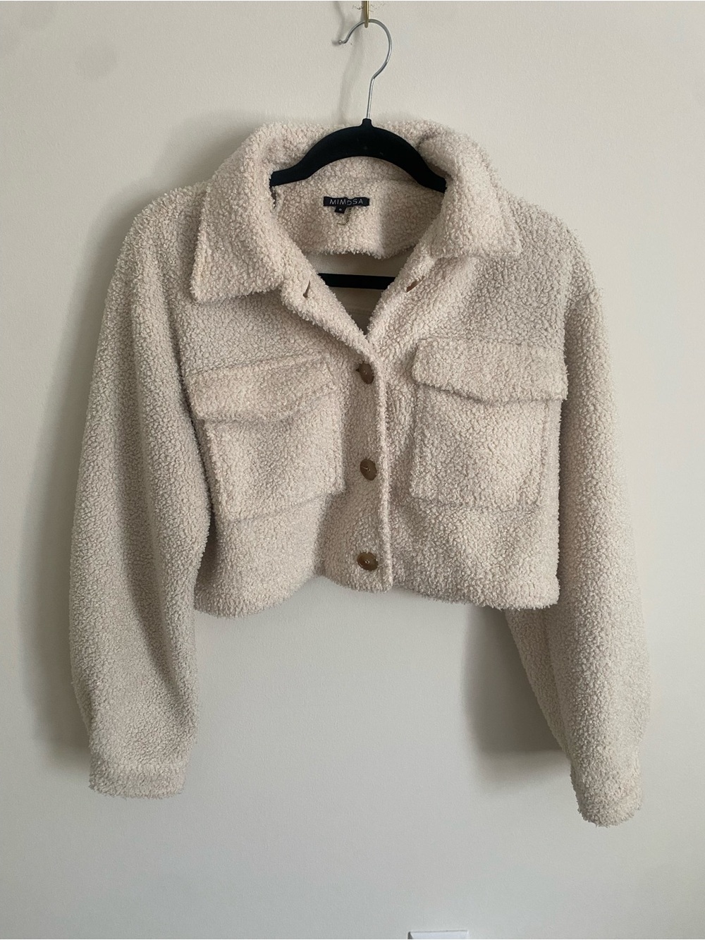 MIMOSA Cream Cropped Sherpa Teddy Jacket
